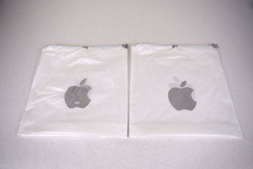 Apple Store Retail Merchandise Drawstring Plastic Bags - 2 Bags 12 x 12