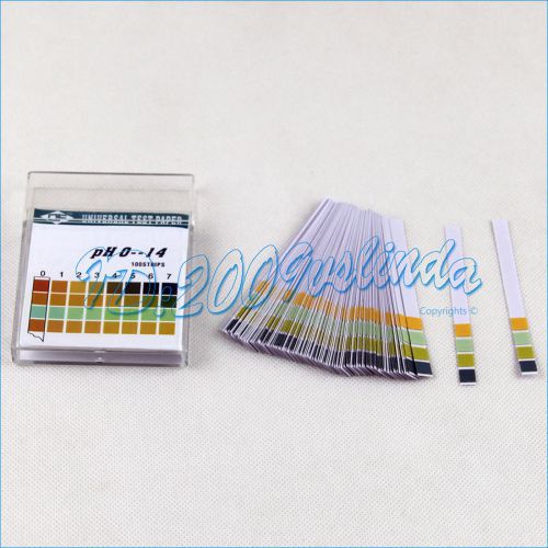 Plastic pH Test Strips Universal Application pH 0-14 100 strips Free Shipping