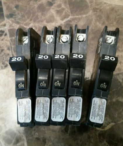 Federal Pacific Electric (5) FPE 20 Amp Thin Circuit Breakers LOT Type NC