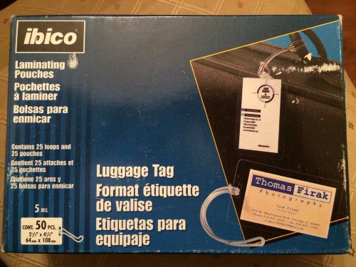 GBC ibico Clear Laminating Pouches Luggage Tag 50 Pack 5 MIL 2 1/2&#034; x 4 1/4&#034;