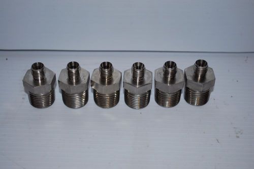 Lot of 6: swagelok ss-400-1-8 fitting, 1/4&#034; tube od x 1/2&#034; mnpt 316 stainless for sale