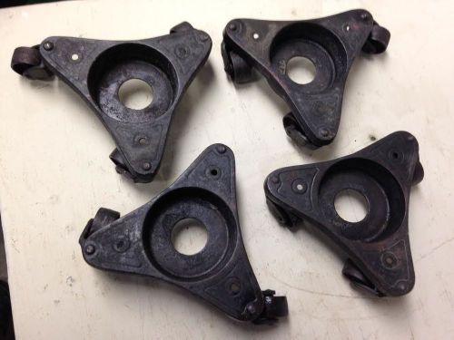 4 vintage cast iron 3 wheel industrial swivel moving casters by adams company for sale