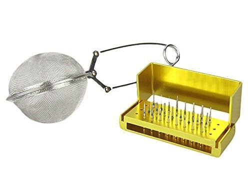 Airgoesin 24 Diamond Polishing FG1.6mm Burs + 1 Disinfection Holder Block + 1