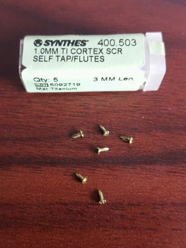 5) Synthes 400.503  1.0mm TI Cortex self tapping screws flutes 3mm titanium