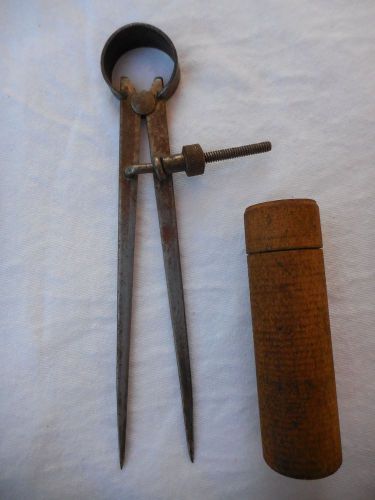 Vintage caliper compass protractor metal scribe meas sm lead wood bx draft tool for sale