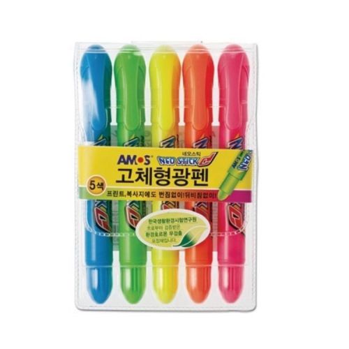 Amos Neo Stick Dry Highlighter Marker Pens 5 Colors