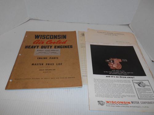 Vtg 60&#039;s wisconsin air cooled heavy duty engines parts master price list for sale