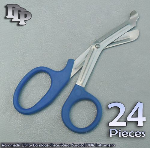24 Paramedic Utility Bandage Shear Scissor 7.25&#034; Royal Blue Handle Surgical Inst
