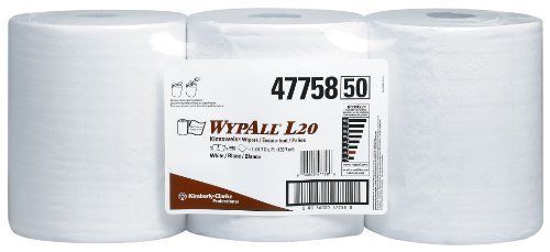 Kimberly-Clark Wypall 47758 L20 Center-Pull Roll Wipers, 12.5&#034; Length x 13.4&#034; 3