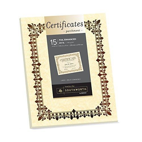 Southworth Foil-Enhanced Certificates, Ivory Parchment, Gold Foil, De Lis