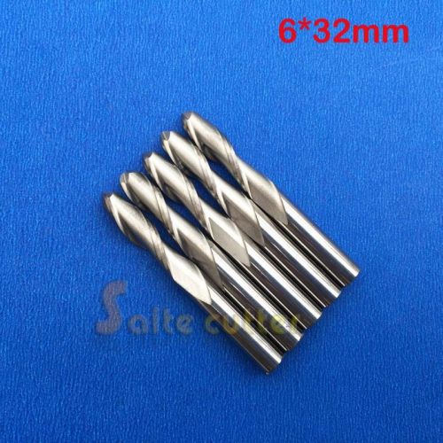 5pc two flute ball nose end milling tool cutter cnc router bits endmill 6*32mm for sale