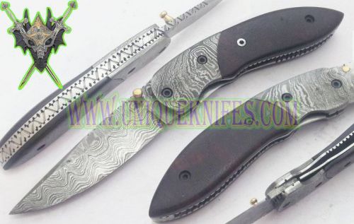 One of kind! custom hand made beautiful damascus steel folding knife uk-00071f for sale