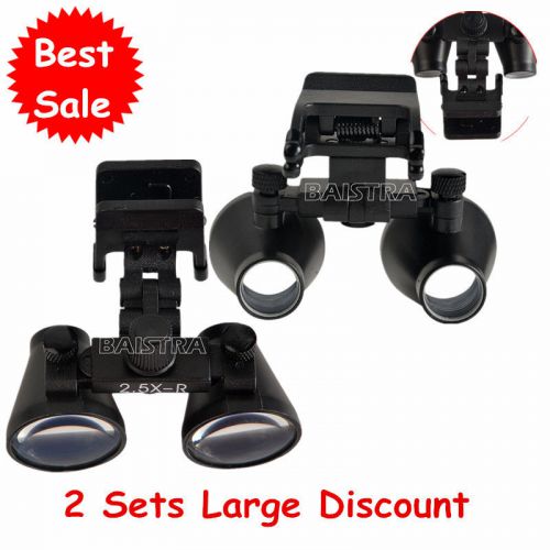 2Sets Clip Type Dental Surgical Medical Loupes /Magnifier/ Clip 2.5X  Black !!