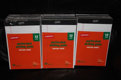 STAPLES WRITING PADS 3 PKS OF 12 PADS TOTAL 36 PADS WHITE