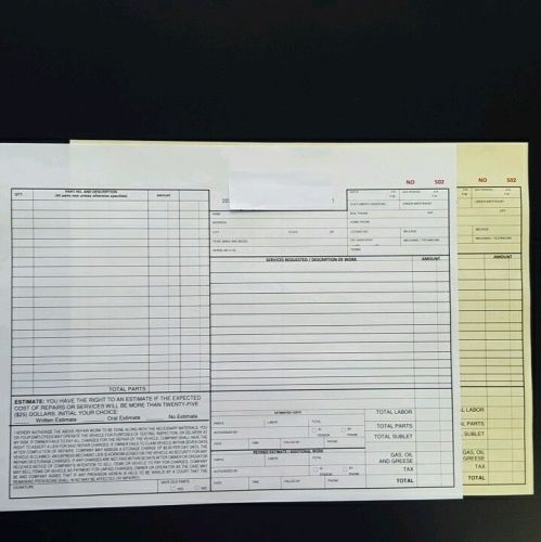 500 2part Custom invoice, receipts, form, contract etc - SIZE 8.5x11