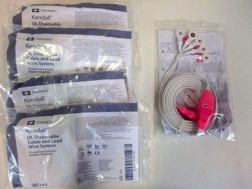 Lot of 5 New Kendall DL Disposable 5 Lead Dual Connect Cable Wire System 33135