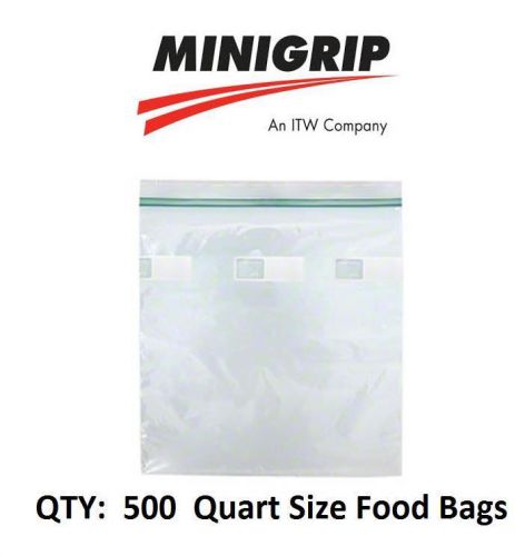 Minigrip 7&#034; x 8&#034; Recloseable Food Bags QUART Qty: 500 MGDZW175Q 1.75 Mil storage