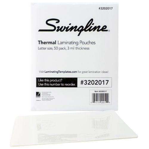Swingline Thermal Laminating Pouch, Letter Size, Standard Thickness, 50/Pack