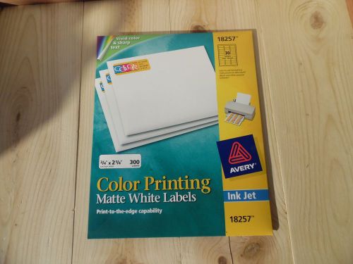 Avery 18257 Labels, Color Printing, Matte White 3/4&#034;x2-1/4&#034;, 300 Pack