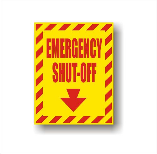 Industrial Safety Decal Sticker EMERGENCY SHUT OFF directional label