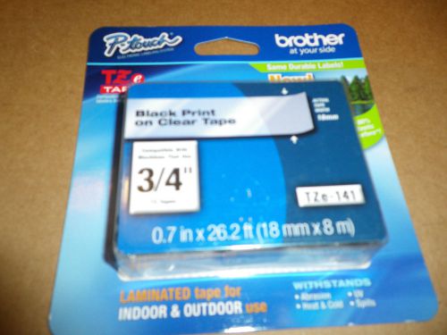 Brother TZe-141 - Black-On-Clear Tape, 0.75&#034; x 26.2&#039;