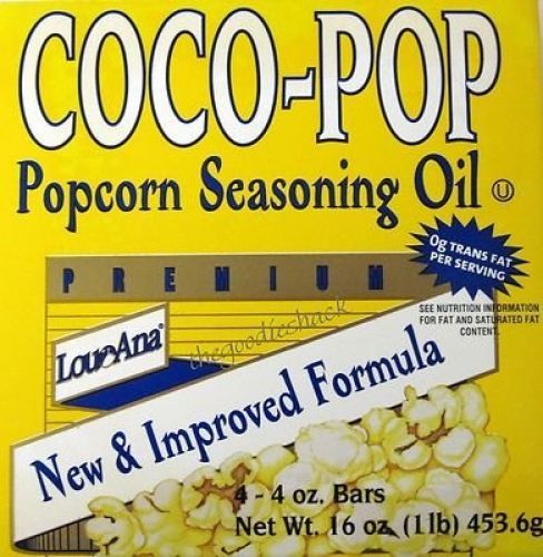 LouAna Coco-Pop Popping Popcorn Seasoning Coconut Oil Bars, 3- 16 OZ Packs