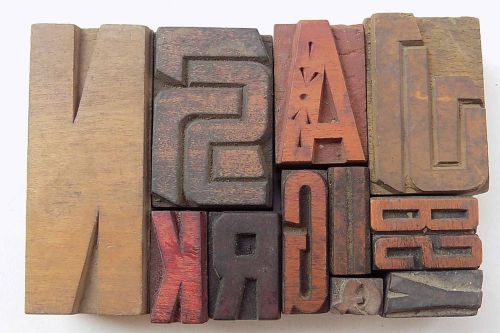 Letterpress Letter Wood Type Printers Block &#034;Lot Of 12&#034; Typography #bc-1126