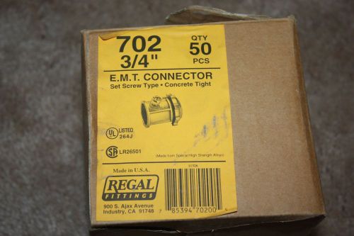 Regal 702  Set Screw EMT Connectors Concrete Tight 3/4&#034;  49 total  NEW