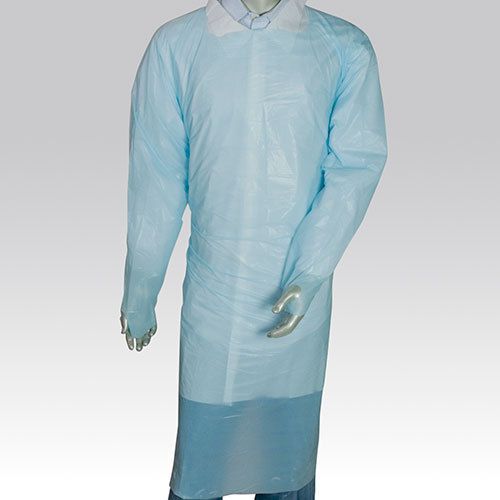 Royal 47&#034; x 37&#034; Blue Polyethylene Isolation Gowns with Thumb Loops, Pack of 100