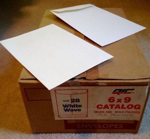 6 x 9 White Wove Catalog / Open End Envelopes500 Count- opened box, 2 available