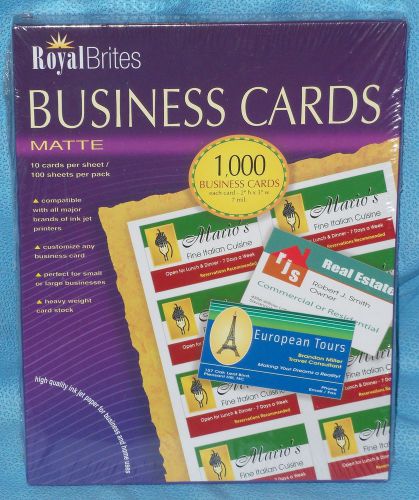 ROYAL BRITES Business Cards Matte 1000 Cards 2 x 3.5 inch / 8.5 x 11 inch Sheets