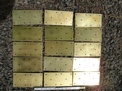 Brass plates x20 - rectangles with screw holes (x15) and blank (x5) 3.5&#034; x 7&#034;