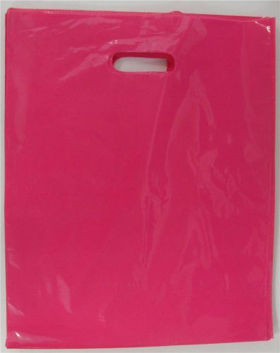 200 Qty. 12&#034; x 15&#034; Pink Glossy Low Density Merchandise Bag Retail Shopping Bags