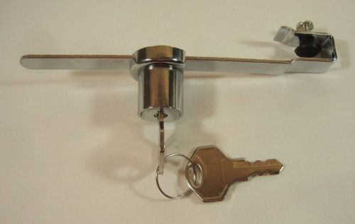 Sliding glass door lock with standard ratchet retail store chrome &#034;tamper proof&#034; for sale