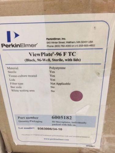 PerkinElmer ViewPlate 96 F TC Black with Lid 6005182, 50/Case