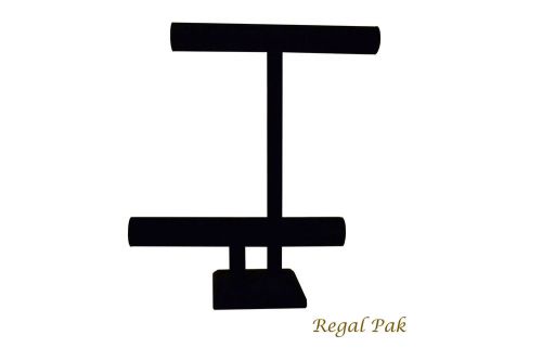 Black Velvet 2-Level T-Bar For Necklace/Bracelet Display 14 3/4&#034; X 16&#034; H
