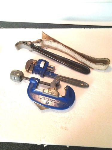 BLUE RIDGID # 20 pipe cutter / WARNOCK strap wrench