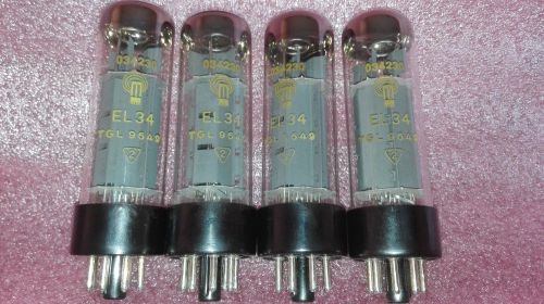 Four NOS RFT EL34 6CA7 &#034;O&#034; getter tubes Same Codes Tested Strong