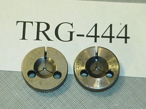 Thread ring gage set 1-72 go &amp; nogo trg-444 for sale
