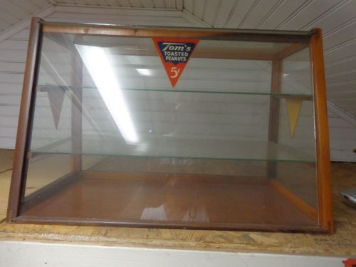 Small Wood And Glass Showcase Angled Tom&#039;s peanuts 5 cents. 16h x 2&#039; L x 12 WIDE