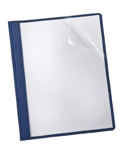 Oxford Clear Front Report Cover, 3-Prong, 1/2 Capacity, Navy Back Cover, 25 per