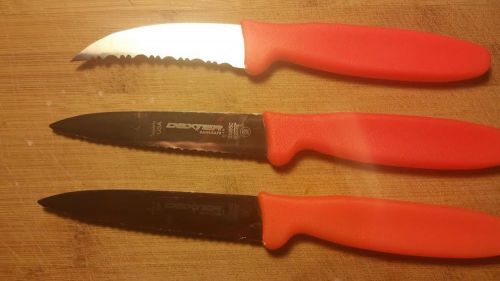 3 each paring knives. sanisafe by dexter russell. 2 styles.nsf rated. scalloped for sale