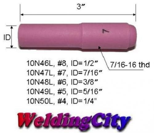 5 Long Ceramic Cup Nozzles 10N47L #7 (7/16&#034;) for TIG Welding Torch 17/18/26