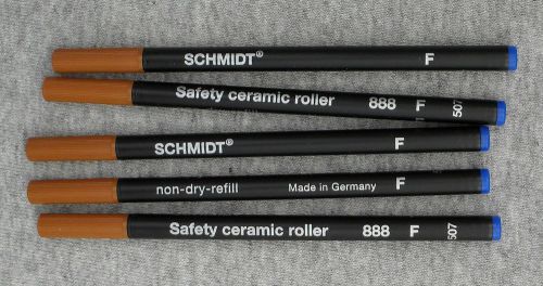Schmidt 888 Safety Ceramic Roller Refill, Fine Point, Blue Ink, 5 Pack