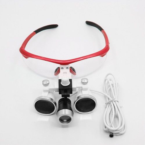 3.5x420mm Dental Loupes Surgical Binocular Loupe Magnifier Red + Head Light LY