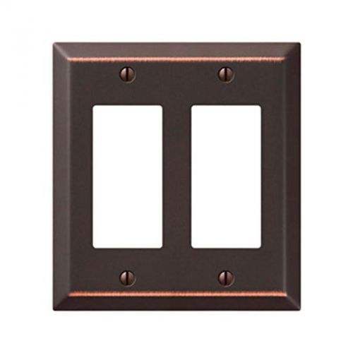 Traditional Steel Wallplate With 2 Rocker, Aged Bronze Amerelle 163RRDB