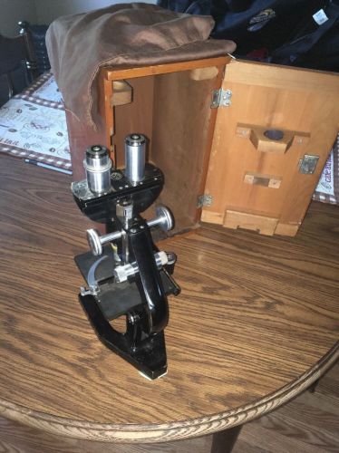 Vintage bausch and lomb microscope duel with 43x objective magnifier w/box for sale