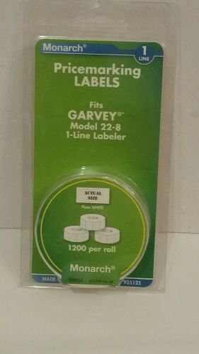 Monarch 925125 White Pricemarking Price Labels (Fits Garvey 22-8 1 Line) 3 rolls