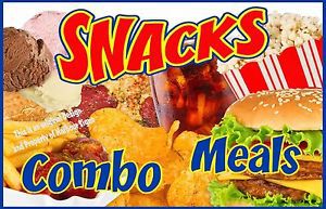 Snacks Combo Meals Decal 24&#034; Concession Cart Food Truck Restaurant Vending
