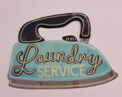 LAUNDRY SERVICE Metal Iron Laundromat Detergent Washer Dryer Soap Mobil Tin